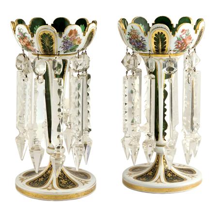 Appraisal: Pair of Bohemian Style Cased Glass Vases Estimate -