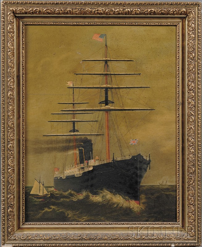 Appraisal: American School th Century Portrait of a Two-Masted American Steamship