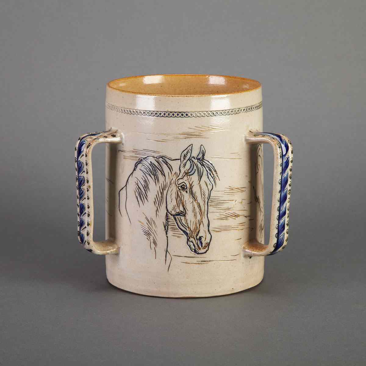 Appraisal: Doulton Lambeth Stoneware Tyg Hannah Barlow incised and coloured with