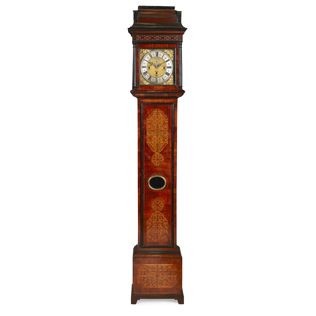 Appraisal: SCOTTISH ROSEWOOD MAHOGANY EBONISED AND SEAWEED MARQUETRY CHIMING LONGCASE CLOCK