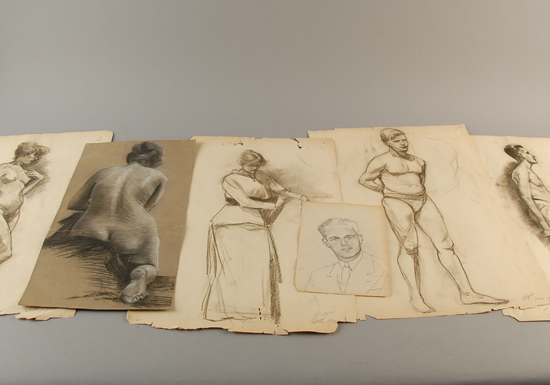 Appraisal: GAP E th C sketches charcoal pastels graphite on paper