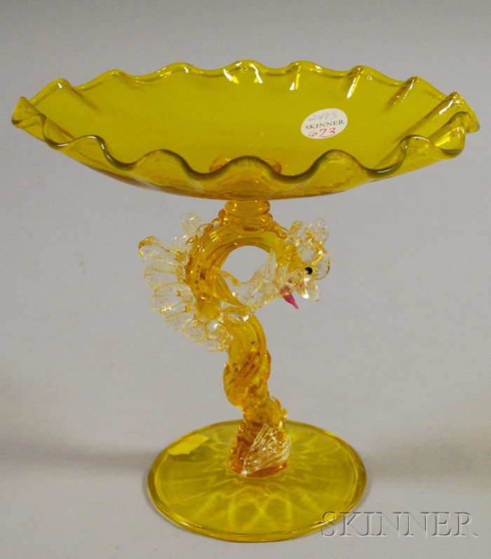 Appraisal: Venetian Colored Art Glass Figural Compote ht wd in