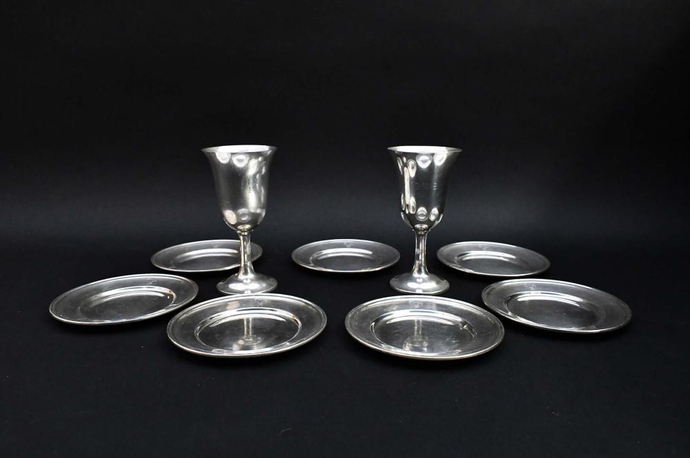 Appraisal: PAIR AMERICAN STERLING SILVER GOBLETS SEVEN PLATESThe goblets marked Sterling