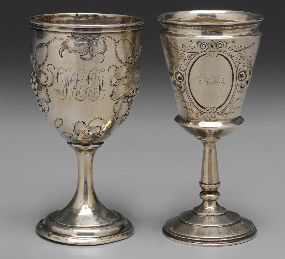 Appraisal: Two American Coin Silver Goblets one with floral and acanthus