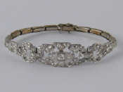 Appraisal: A white metal tests carat gold and platinum diamond bracelet