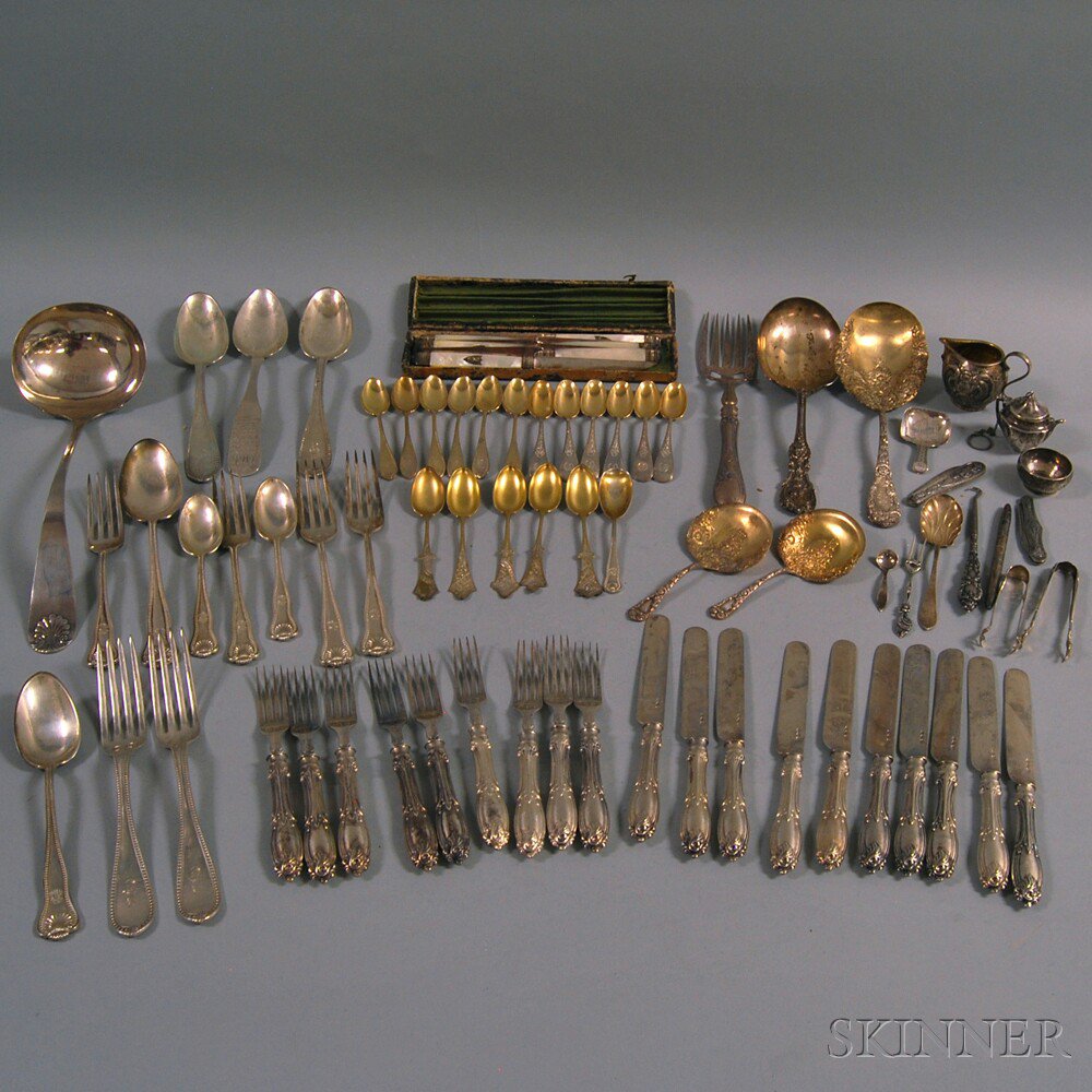 Appraisal: Group of Assorted Mostly Sterling Silver Flatware including nine Lincoln