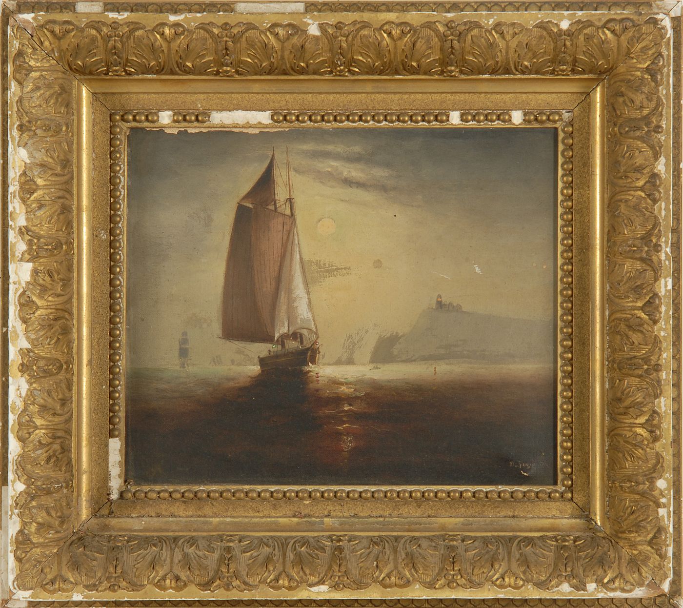 Appraisal: D FAGANSchooner at night Signed lower right D Fagan Oil