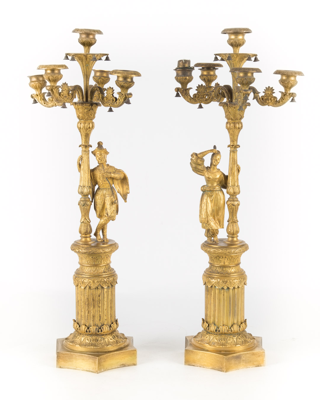 Appraisal: Pr of Victorian gilt-metal chinoiserie candelabra mid- h century each