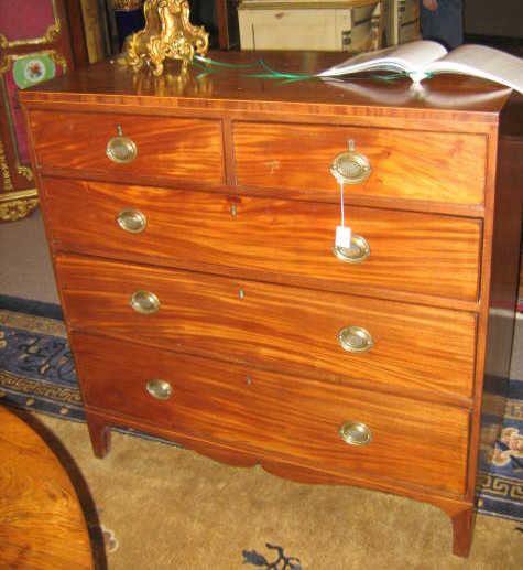 Appraisal: ENGLISH GEORGE III MAHOGANY CHEST OF DRAWERS Plain rectangular top