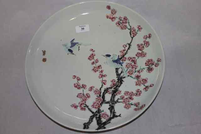 Appraisal: A CHINESE SAUCER DISH decorated in Literati manner with famille