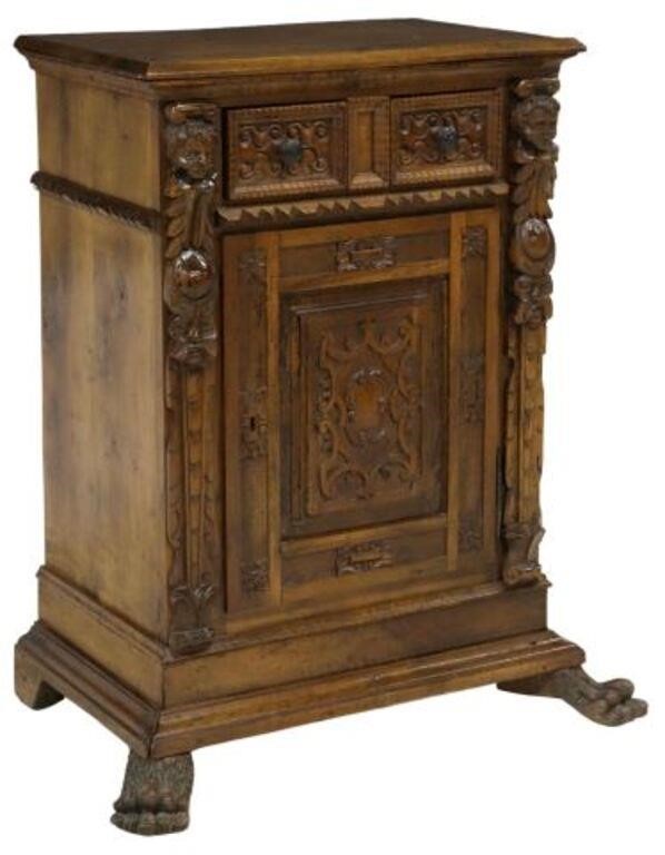 Appraisal: Italian Renaissance Revival walnut cabinet early th c case fitted