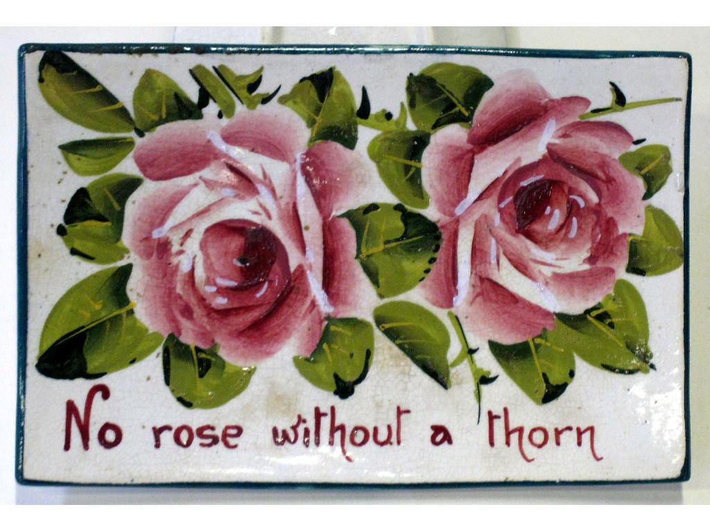 Appraisal: Wemyss rectangular pin tray painted with cabbage roses and the