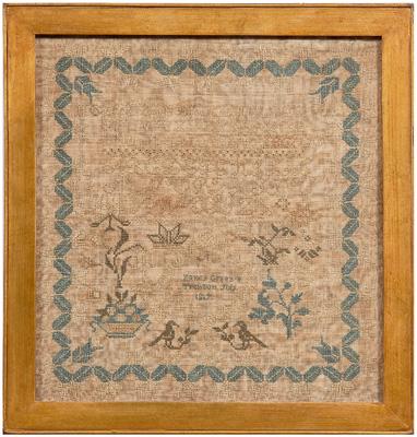 Appraisal: New Jersey sampler upper panel with six-line alphabet above Nancy