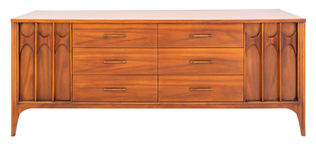 Appraisal: KENT COFFEY PERSPECTA WALNUT CREDENZA LONG DRESSER American Mid-Century Modern