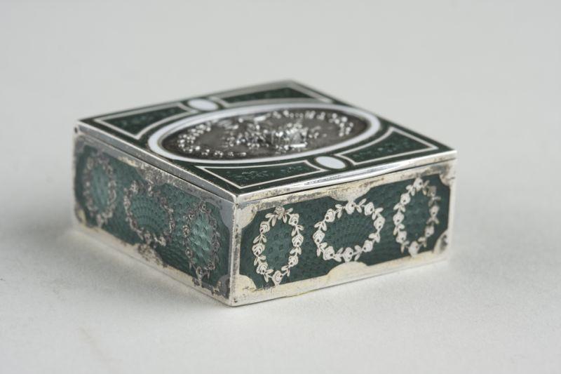 Appraisal: French Silver Enameled Pill Box th c incredibly fine workmanship