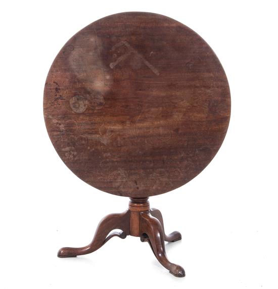 Appraisal: English mahogany tilt-top breakfast table mid th century round top