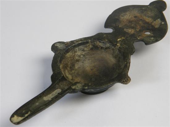 Appraisal: Old bronze oil lamp PROVENANCE Thetis Blacker