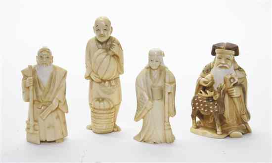 Appraisal: A Collection of Four Asian Carved Ivory Figures comprising a