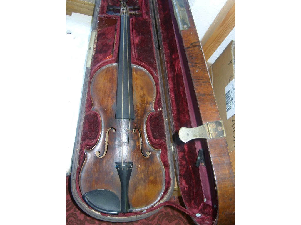 Appraisal: A th century German rosewood veneered violin case with chequered