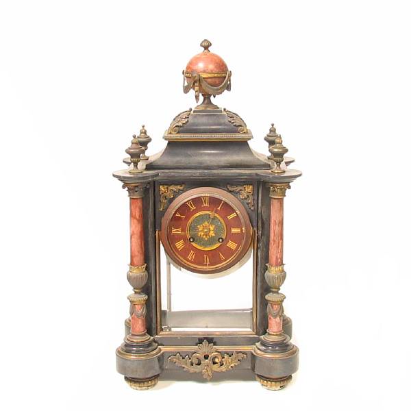 Appraisal: A Napoleon III marble and ebonized mantel clock height in