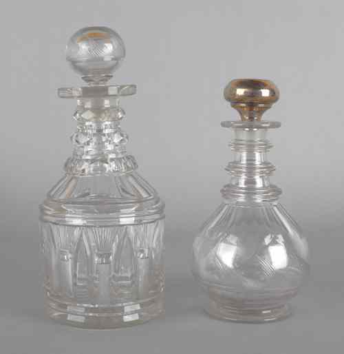 Appraisal: Two crystal decanters early th c one with a sterling