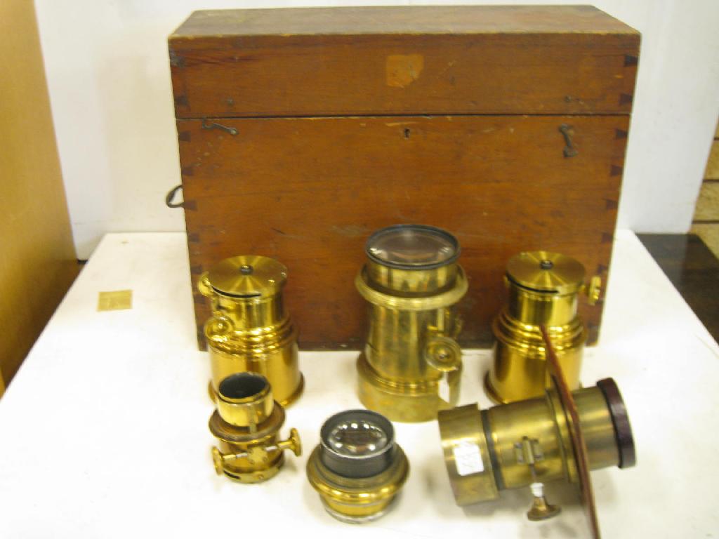 Appraisal: A three section Lantern Lens Box Magic Lantern Lenses