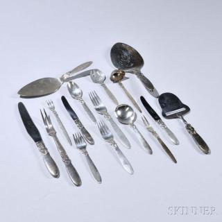 Appraisal: Georg Jensen Cactus Pattern Sterling Silver Flatware Service Georg Jensen