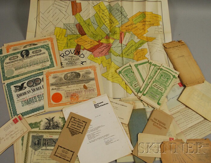 Appraisal: Approximately Seventy Circa Stock Certificates and Related Correspondence and Ephemera