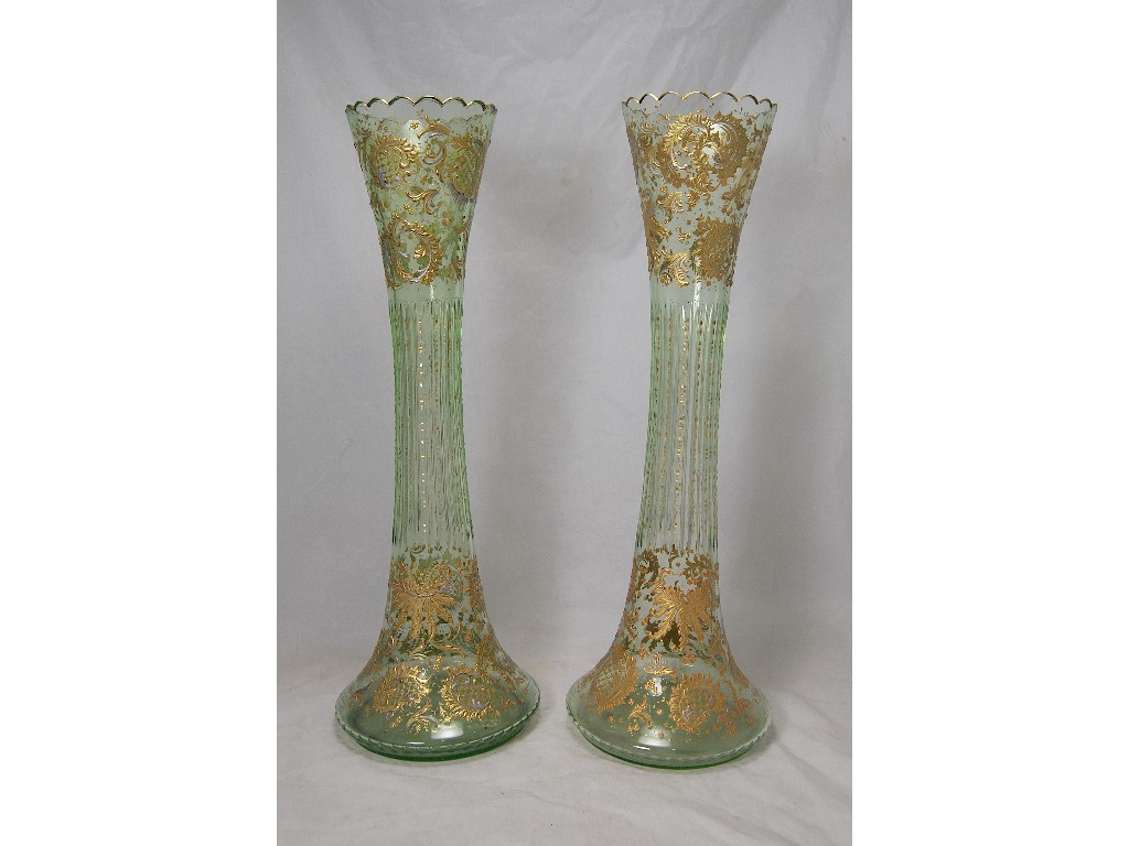 Appraisal: A pair of late th century Venetian tall glass waisted