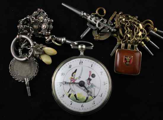 Appraisal: An early th century continental silver pocket watch with Arabic