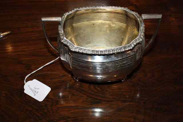 Appraisal: A LATE VICTORIAN SILVER TWO HANDLED SUGAR BASIN with fluted