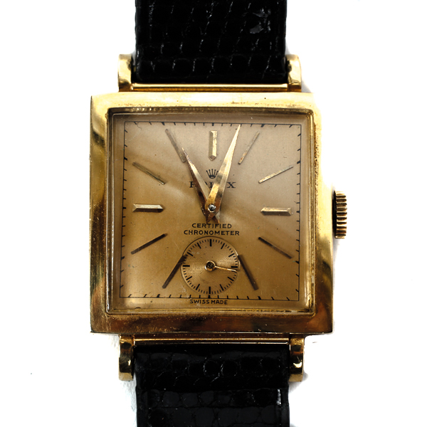 Appraisal: Gold K Rolex Chronometer vintage Men's square case dress watch