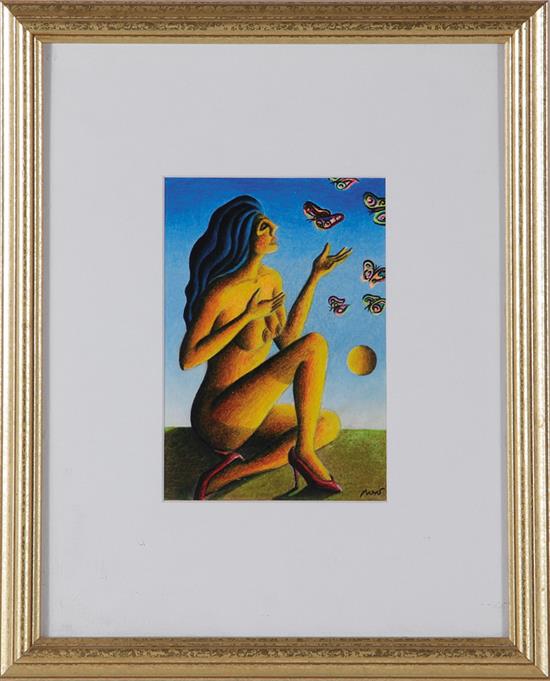 Appraisal: Marcelo Novo Argentinian b two works NUDE PORTRAITS watercolor framed