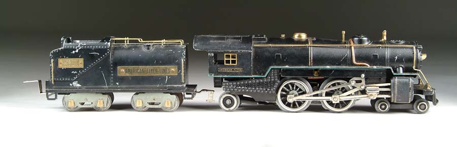 Appraisal: LOT OF TWO AMERICAN FLYER STANDARD GAUGE LOCOMOTIVE AND TENDER