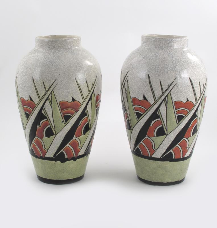 Appraisal: A pair of Boch Freres Pottery vases