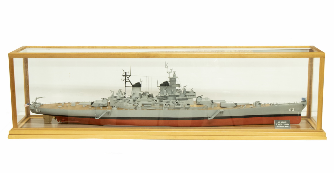 Appraisal: LARGE CASED SHIP MODEL OF THE USS MISSOURI WITH PHOTO