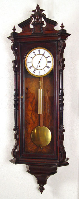 Appraisal: VIENNA REGULATOR WALL CLOCK Circa mid th century dark wood