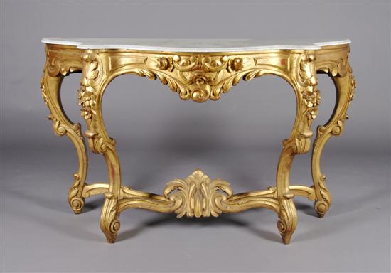 Appraisal: A Louis XV Style Giltwood Console Table Height x width