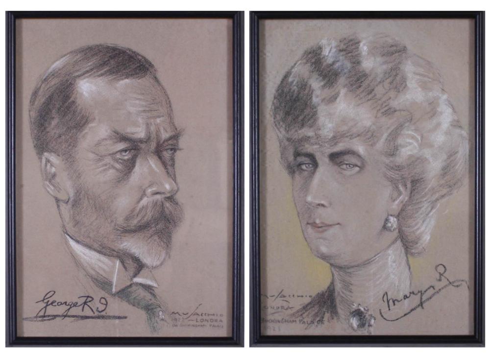 Appraisal: CESARE MUSACCHIO Italy - two chalk on paper sketches portraits