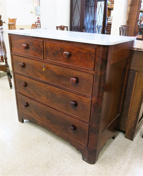 Appraisal: LATE VICTORIAN MARBLE-TOP MAHOGANY CHEST American late th century having