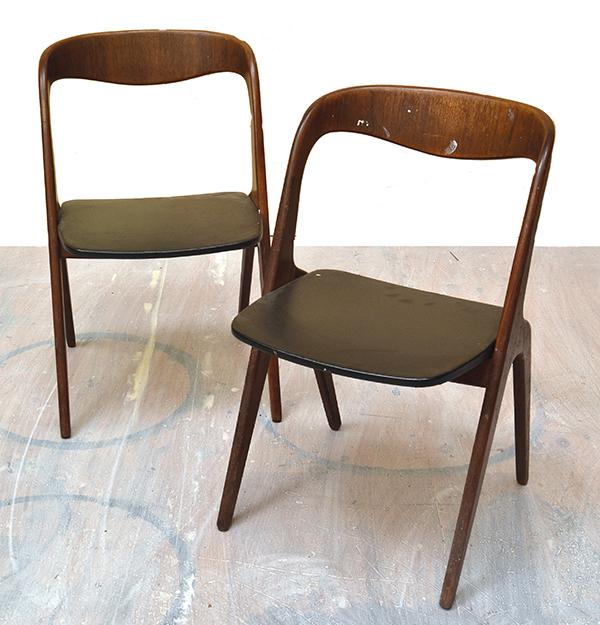 Appraisal: FOUR DANISH TEAK DINING CHAIRS ATTRIBUTED TO JOHANNES ANDERSON UPHOLSTERED