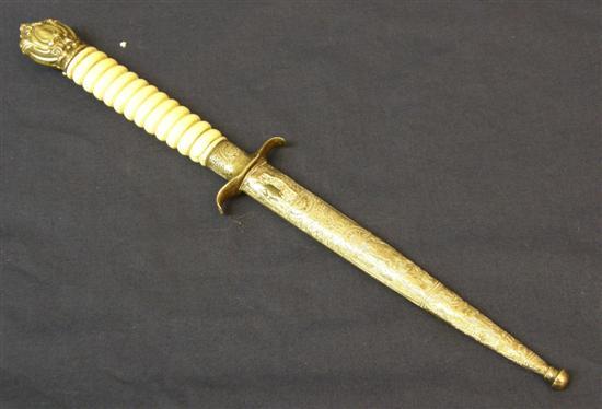 Appraisal: th Century white metal and ivory dagger in white metal