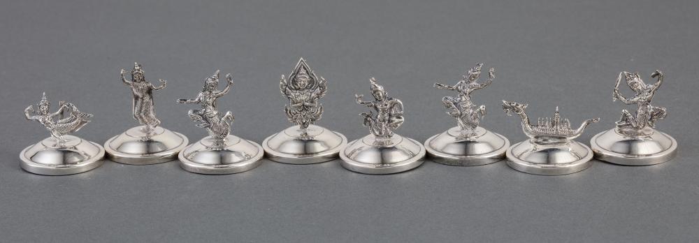 Appraisal: Set of Eight Siamese Sterling Silver Figural Placecard Holders weighted