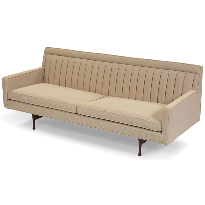 Appraisal: Singer Son sofa attribution s channeled upholstered back wood legs