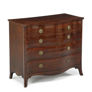 Appraisal: LATE GEORGE III MAHOGANY CHEST OF DRAWERS Serpentine front with