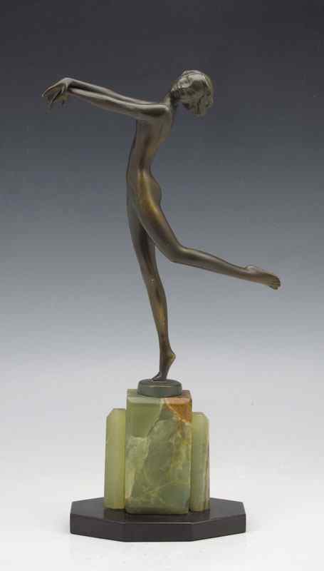 Appraisal: BRONZE DECO NUDE DANCER IN THE STYLE OF LORENZL ''h