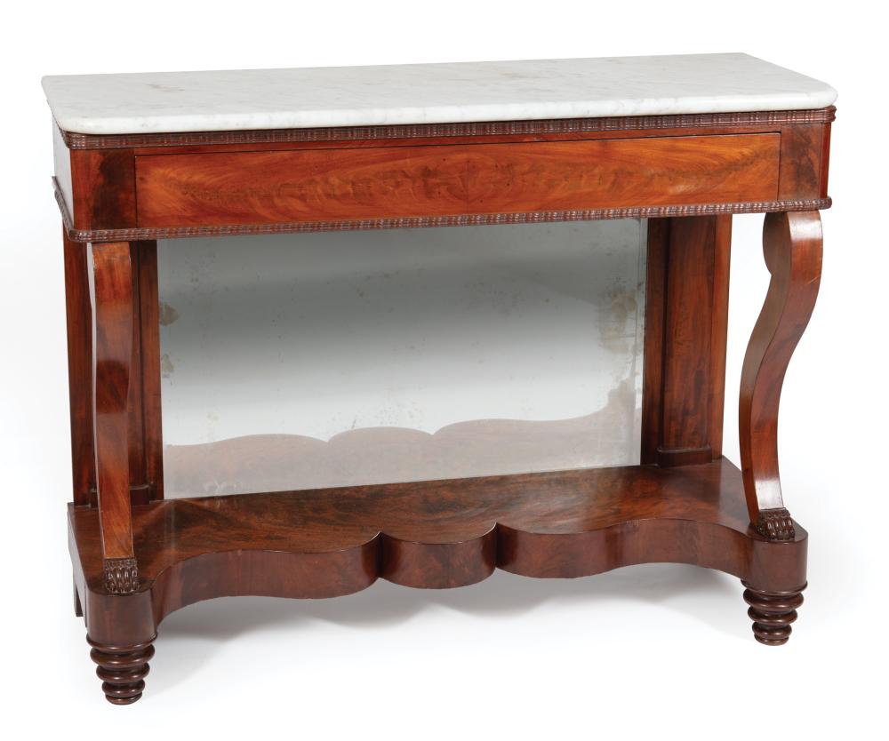 Appraisal: American Classical Carved Mahogany Pier Table th c Philadelphia associated