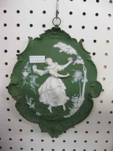 Appraisal: German Jasperware Bisque Porcelain Plaque dancing maiden Wedgwood style attributed