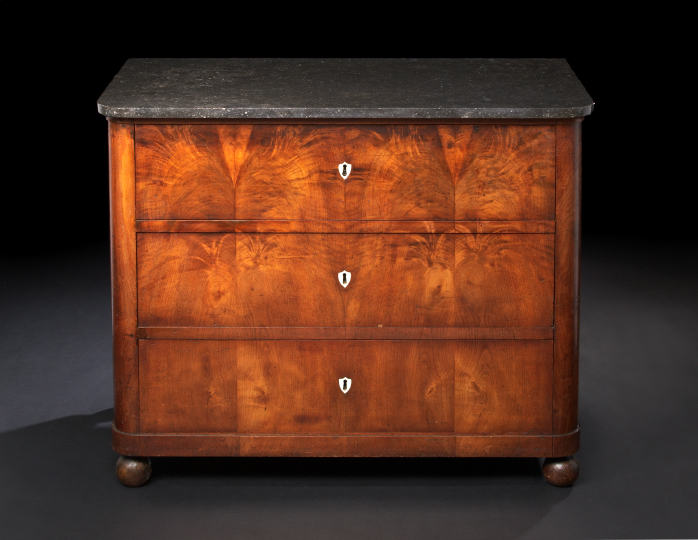 Appraisal: Louis-Philippe Burl Walnut and Marble-Top Commode third quarter th century