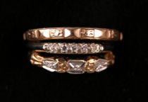 Appraisal: Trio of Gold and Diamond Rings This grouping of gold